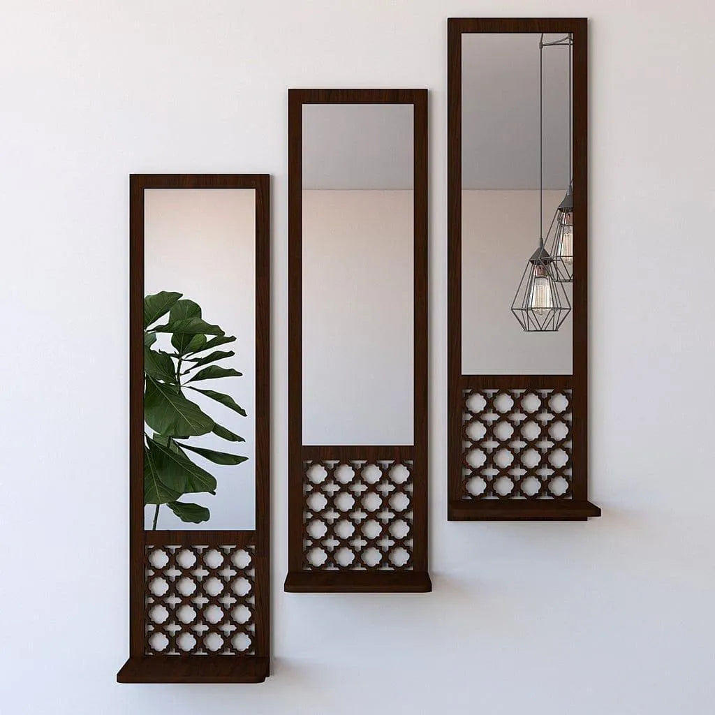 Modern MDF Floating Wall Shelves Set of 3 | Abstract Decorative Wall Shelf Vael Decor
