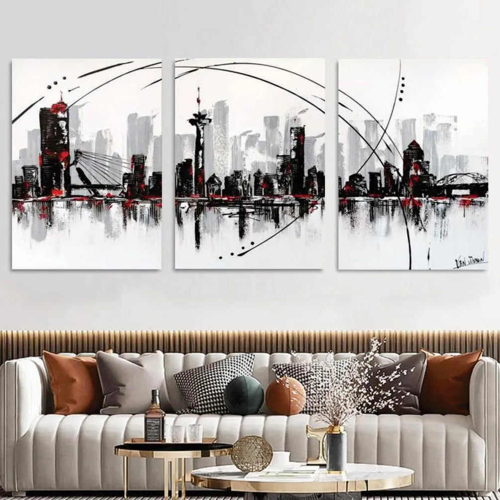 Modern MDF Wall Art Set of 3 | Large Wooden Wall Decor