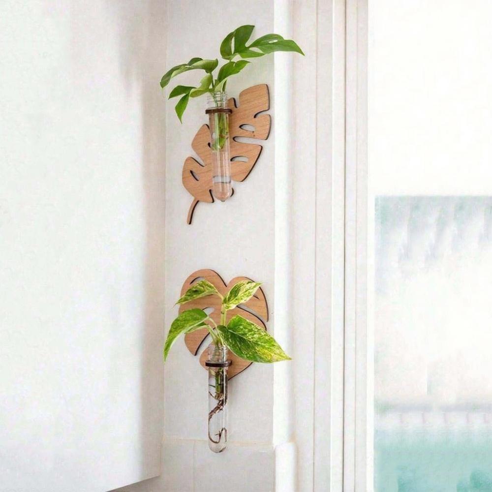 Set of 2 Wooden Wall Planters | MDF Floating Plant Holders for Home Decor Vael Decor