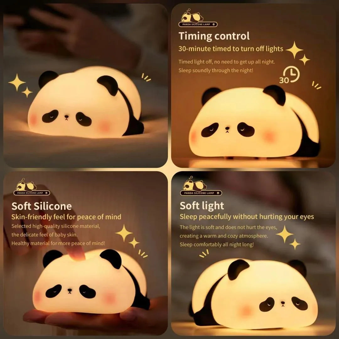 Rechargeable Panda Silicone Night Lamp with 3-Level Dimmable LED Light Vael Decor