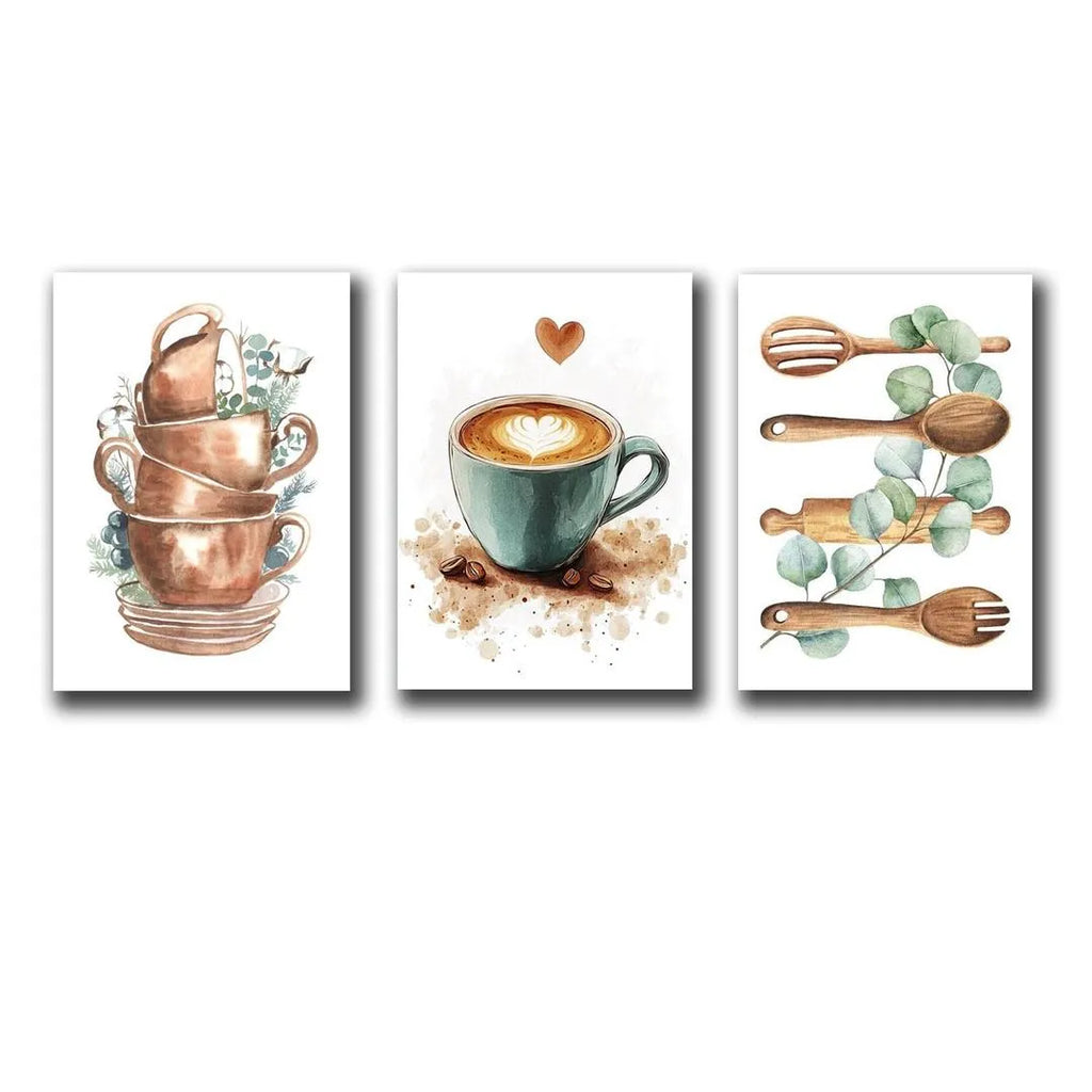 Set of 3 Sticky Canvas Photo Tiles | Modern Wooden Wall Frames for Home Décor Vael Decor