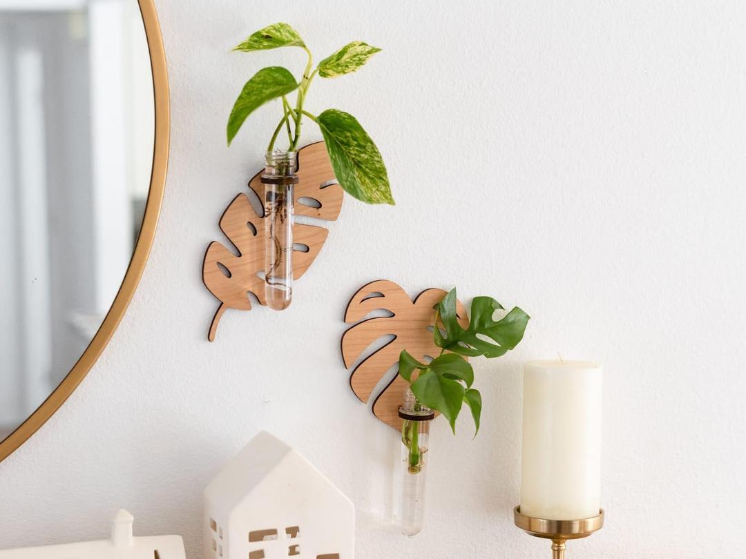 Set of 2 Wooden Wall Planters | MDF Floating Plant Holders for Home Decor Vael Decor