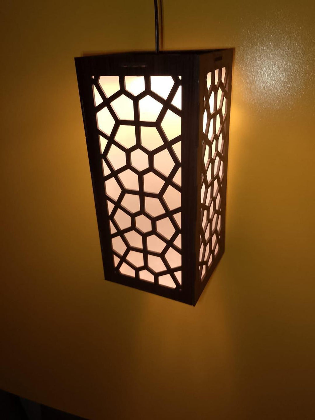 Modern Wooden Ceiling Pendant Lamp with Warm Golden Light | MDF Hanging Light Vael Decor