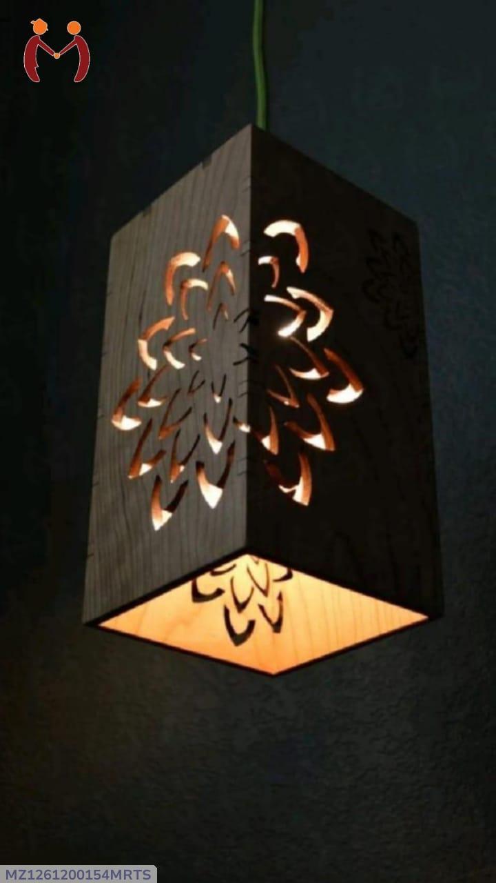 Modern Wooden Ceiling Pendant Lamp with Warm Golden Light | MDF Hanging Light Vael Decor