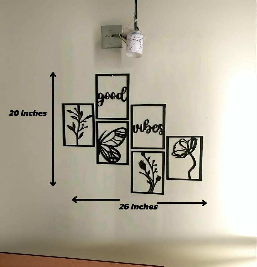 Modern Vibes MDF Wall Art Set of 6 | Abstract Wooden Wall Decor (26 × 20 Inches) Vael Decor