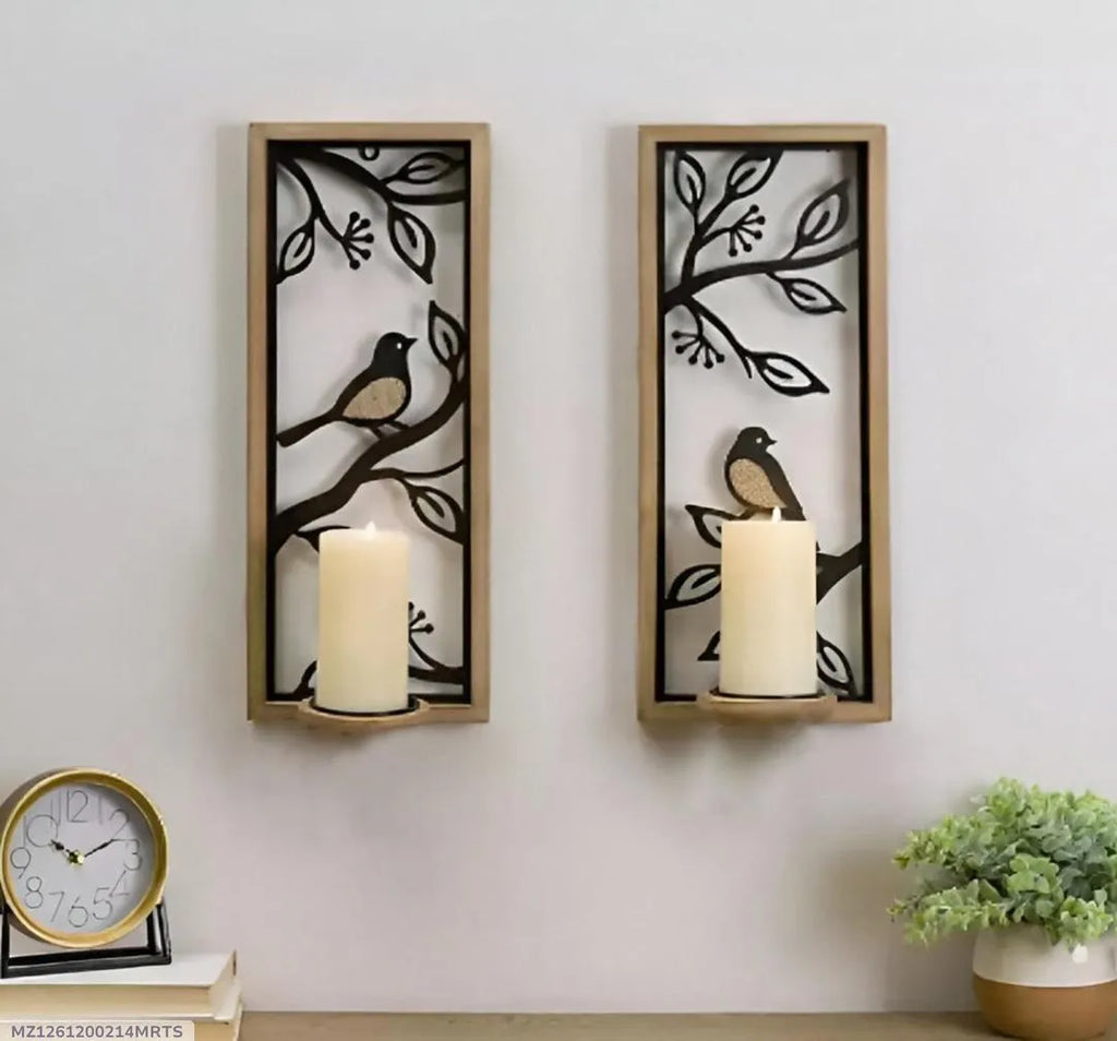 Set of 2 Abstract MDF Floating Wall Shelves | Modern Decorative Wall Shelf Vael Decor