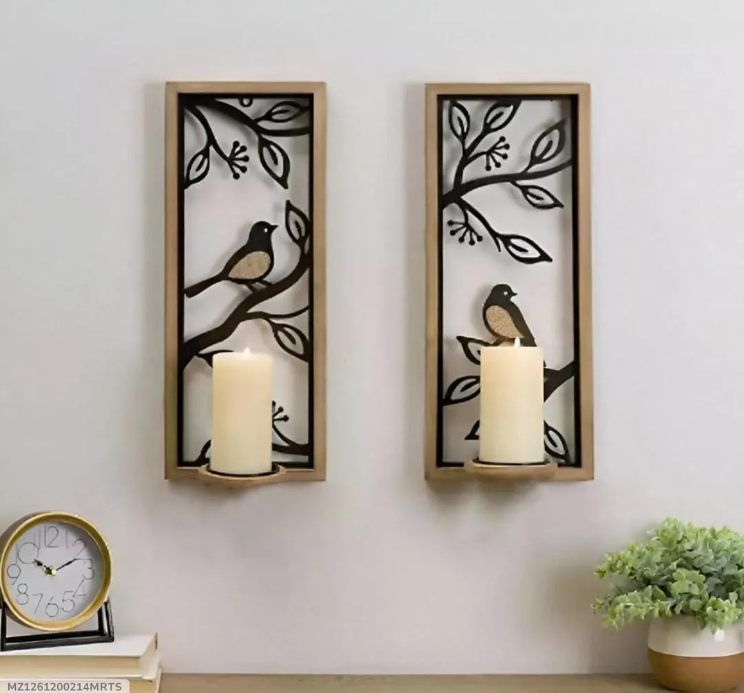 Set of 2 Abstract MDF Floating Wall Shelves | Modern Decorative Wall Shelf Vael Decor