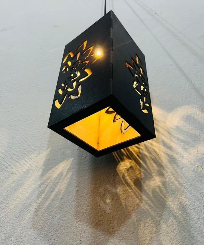 Modern Wooden Ceiling Pendant Lamp with Warm Golden Light | MDF Hanging Light Vael Decor