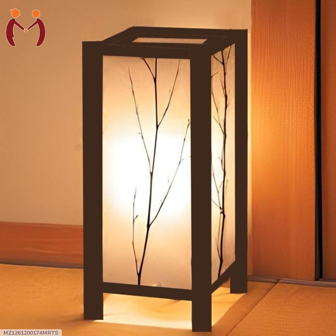Modern MDF Wooden Table Lamp with Warm Golden LED Light Vael Decor