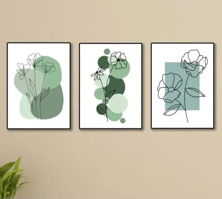 Set of 3 Sticky Canvas Photo Tiles | Modern Wooden Wall Frames for Home Décor Vael Decor