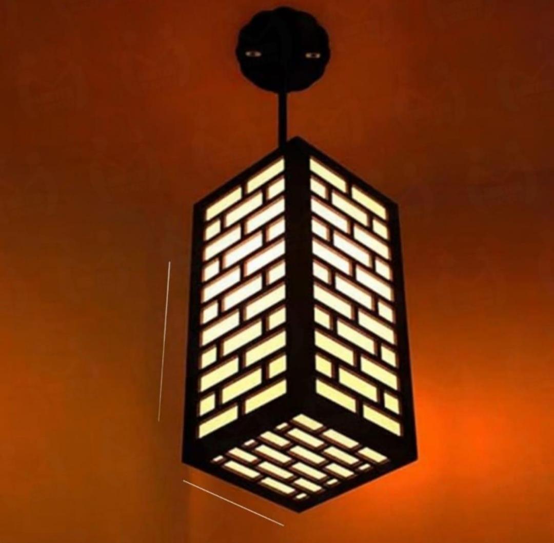 Modern Wooden Ceiling Pendant Lamp with Warm Golden Light | MDF Hanging Light Vael Decor