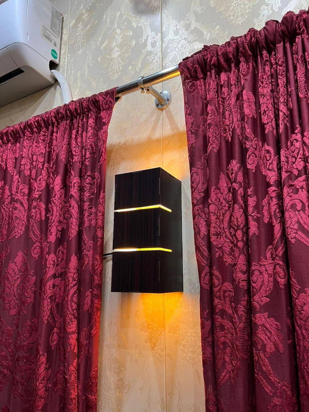 Modern MDF Wooden Table Lamp with Warm Golden LED Light Vael Decor