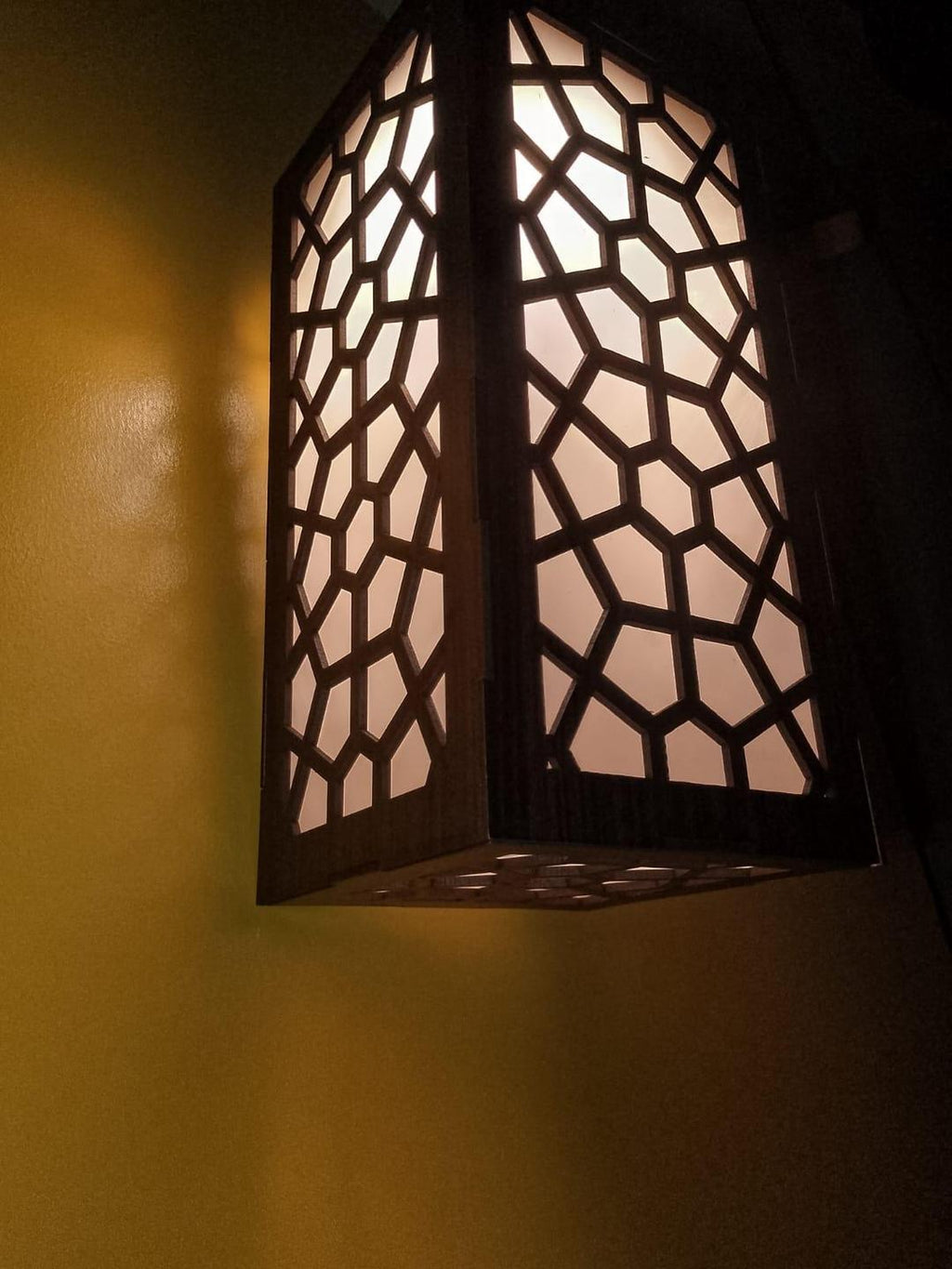 Modern Wooden Ceiling Pendant Lamp with Warm Golden Light | MDF Hanging Light Vael Decor