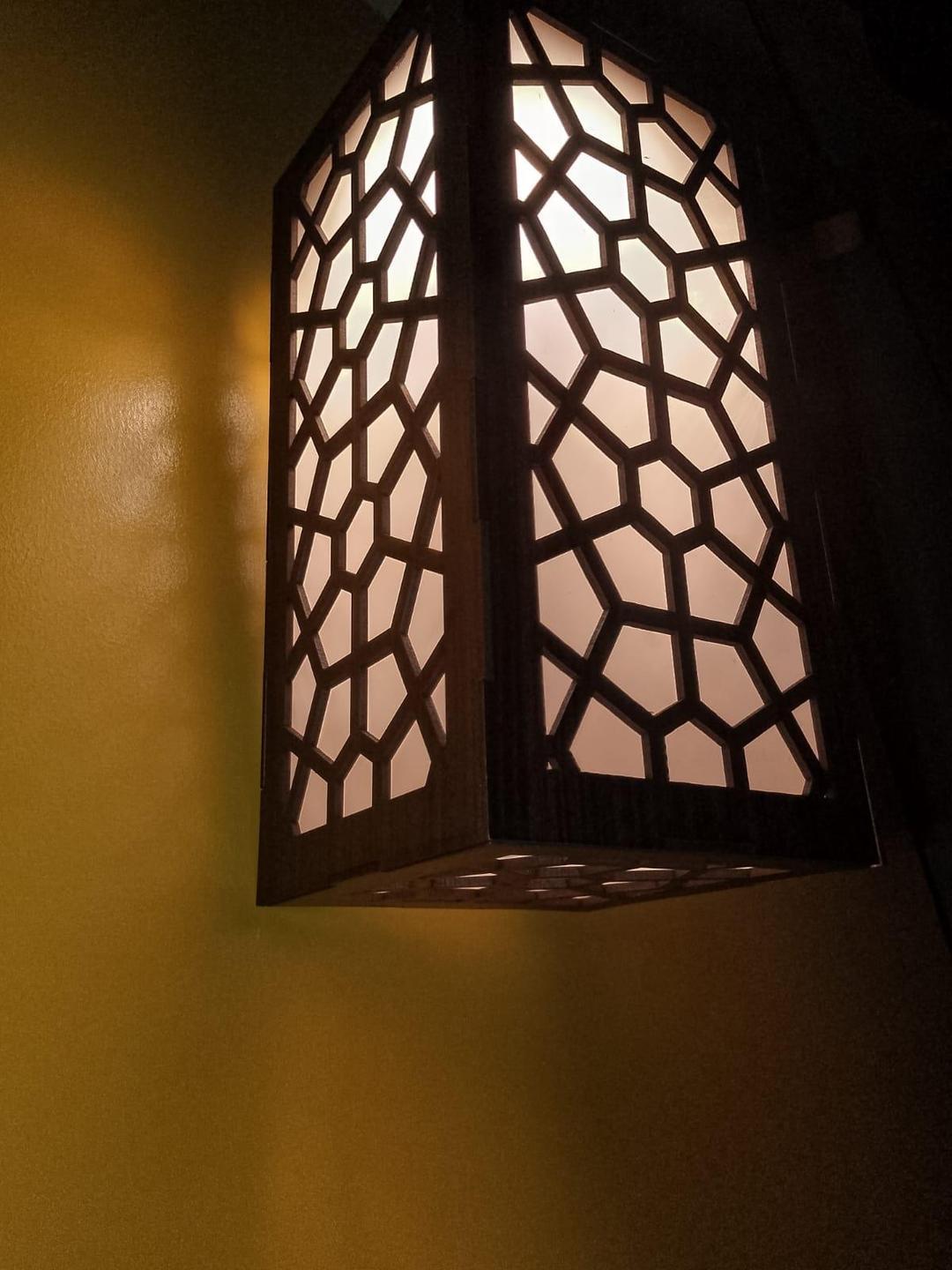 Modern Wooden Ceiling Pendant Lamp with Warm Golden Light | MDF Hanging Light Vael Decor