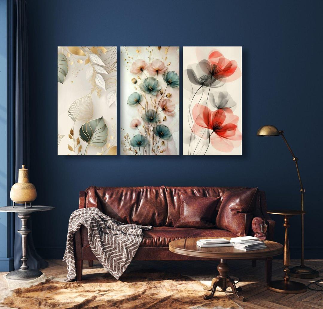 Modern MDF Wall Art Set of 3 | Large Wooden Wall Decor Vael Decor