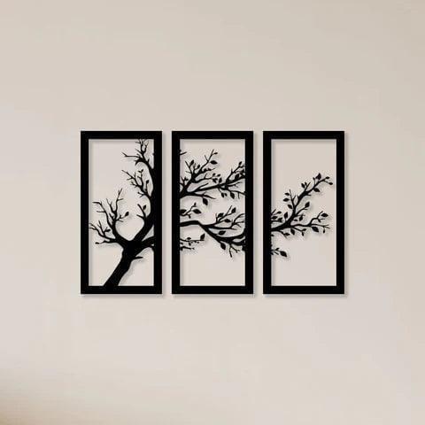 Modern Tree Wall Art Set of 3 | MDF Wooden Nature Wall Decor Vael Decor