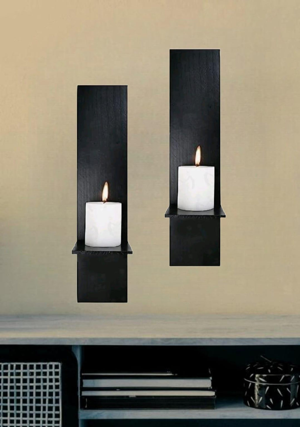 Modern Abstract MDF Floating Wall Shelves Set of 2 | Black Wall Decor Vael Decor