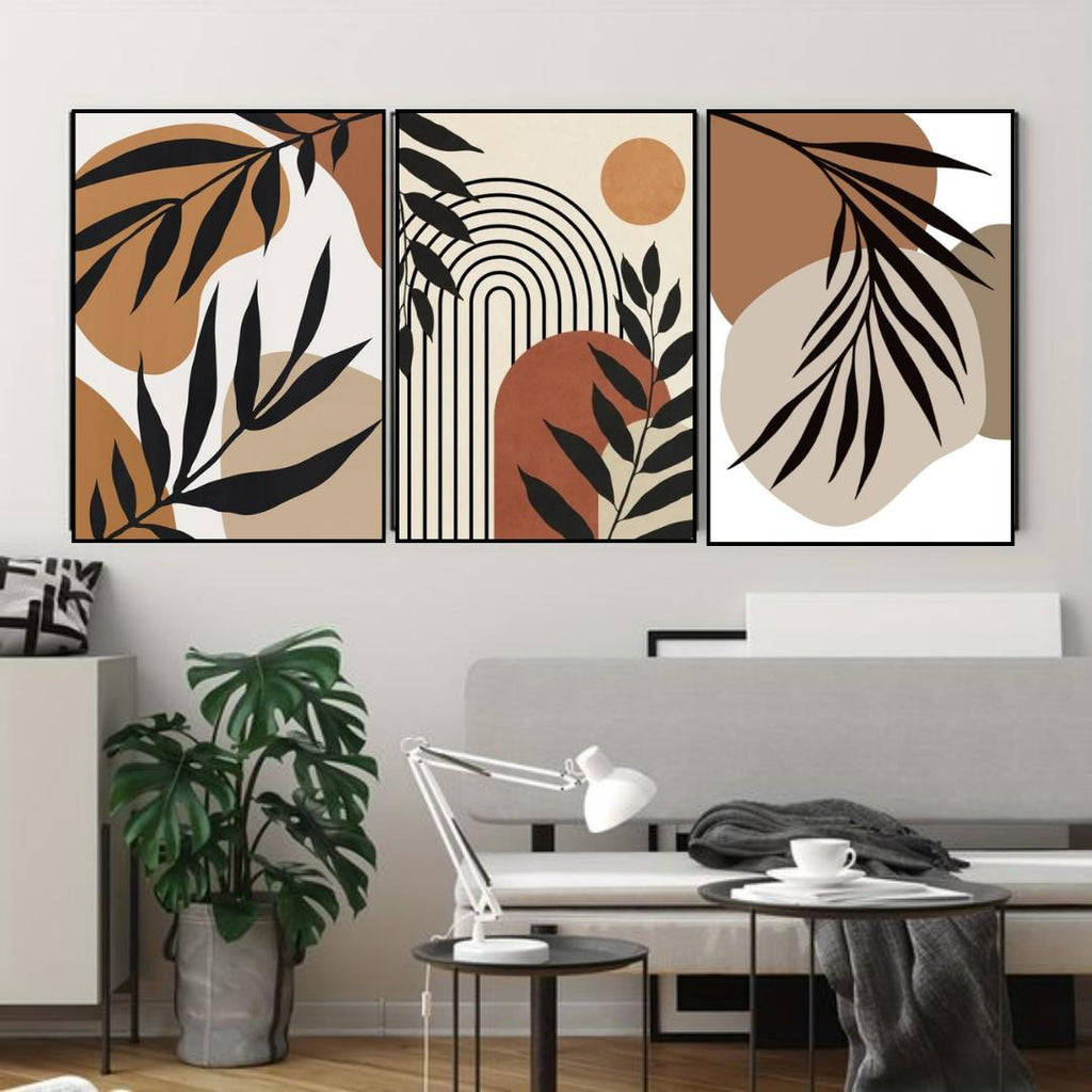 Set of 3 Sticky Canvas Photo Tiles | Modern Wooden Wall Frames for Home Décor Vael Decor