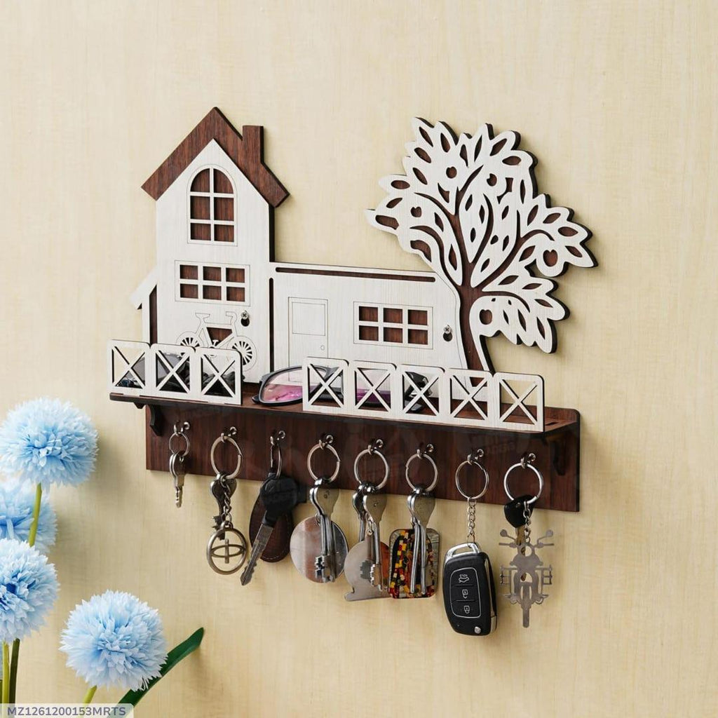 Abstract Art MDF Key Holder Black & White Wall Decor Vael Decor