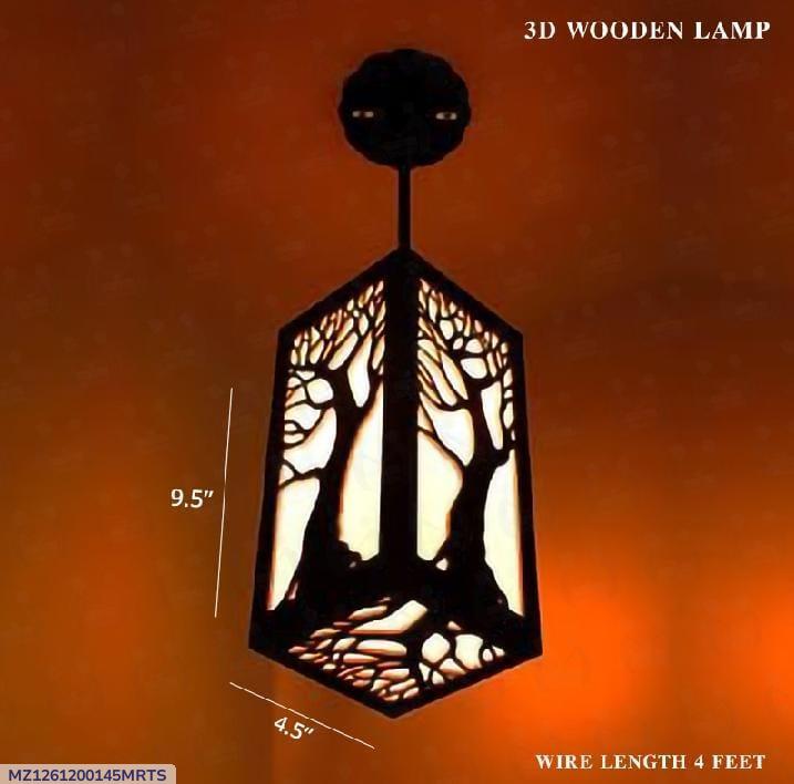 Modern Wooden Ceiling Pendant Lamp with Warm Golden Light | MDF Hanging Light Vael Decor