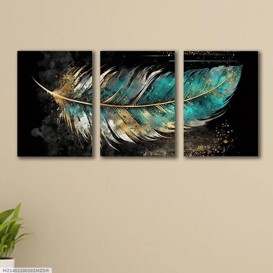 Set of 3 Sticky Canvas Photo Tiles | Modern Wooden Wall Frames for Home Décor Vael Decor