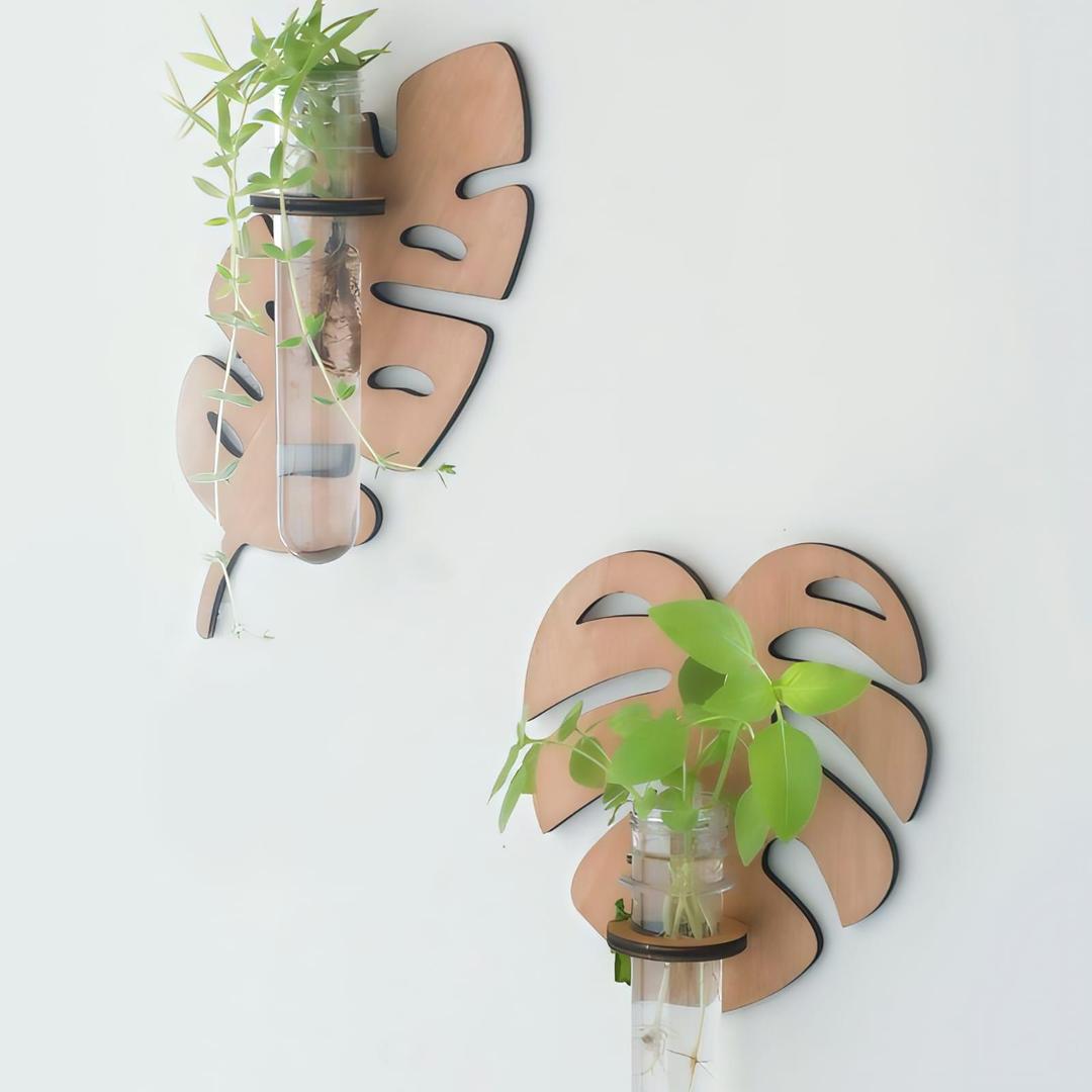 Set of 2 Wooden Wall Planters | MDF Floating Plant Holders for Home Decor Vael Decor
