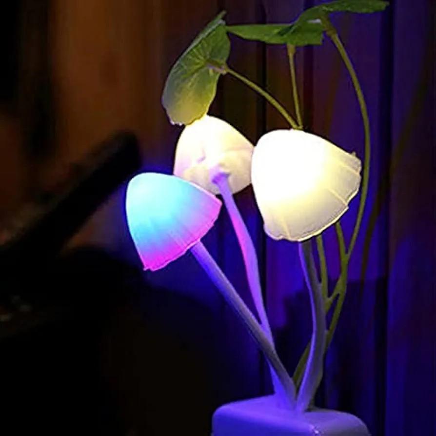 LED Mushroom Night Light with Light Sensor & Color Changing Warm White Lamp Vael Decor