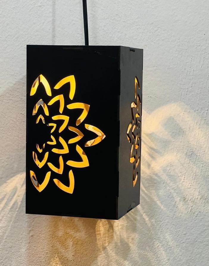 Modern Wooden Ceiling Pendant Lamp with Warm Golden Light | MDF Hanging Light Vael Decor