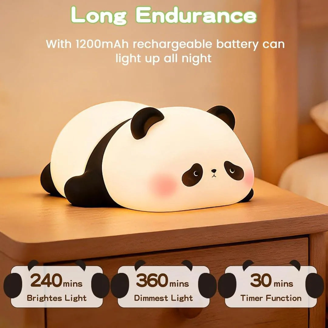 Rechargeable Panda Silicone Night Lamp with 3-Level Dimmable LED Light Vael Decor