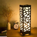 Modern MDF Wooden Table Lamp with Warm Golden LED Light Vael Decor