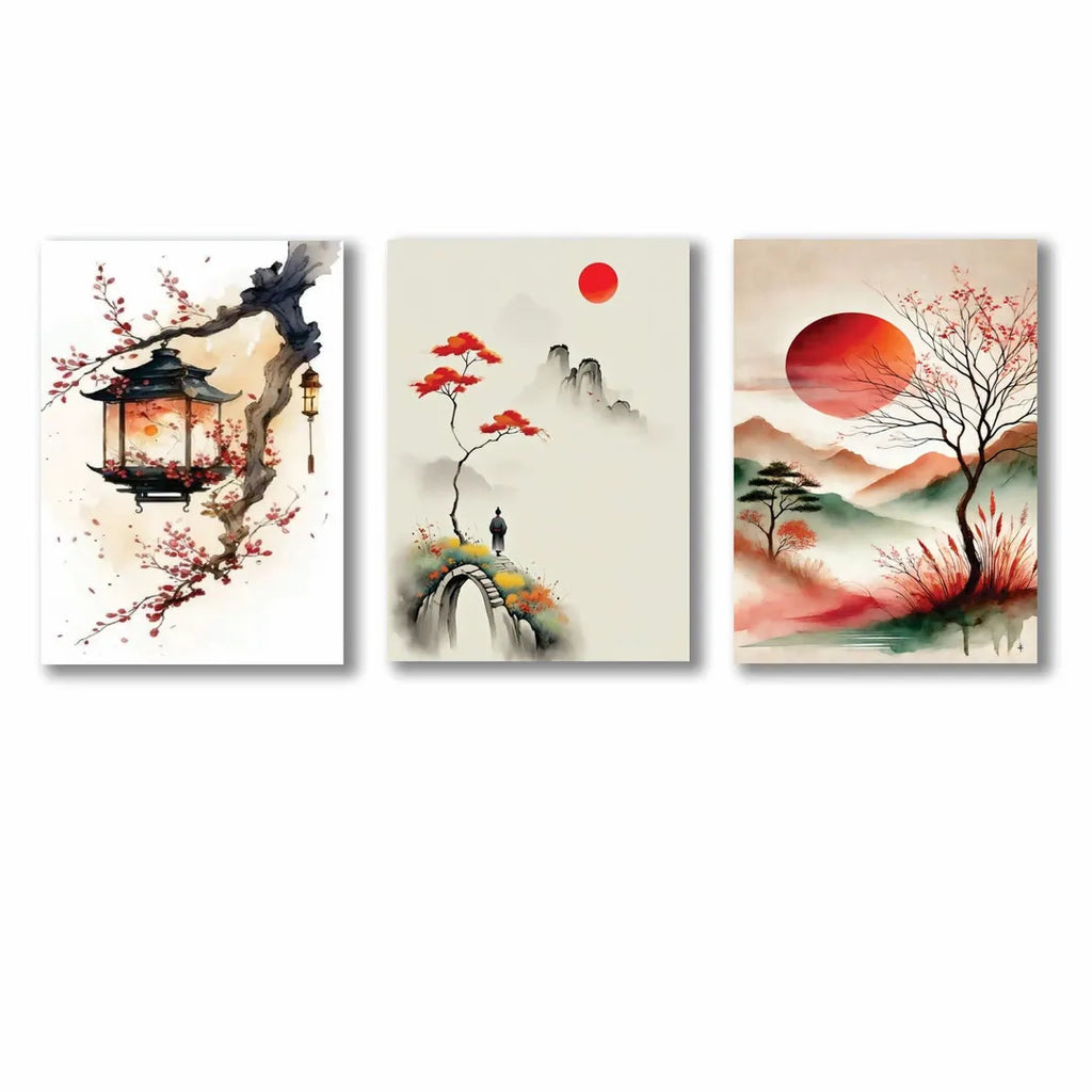 Modern MDF Wall Art Set of 3 | Large Wooden Wall Decor Vael Decor
