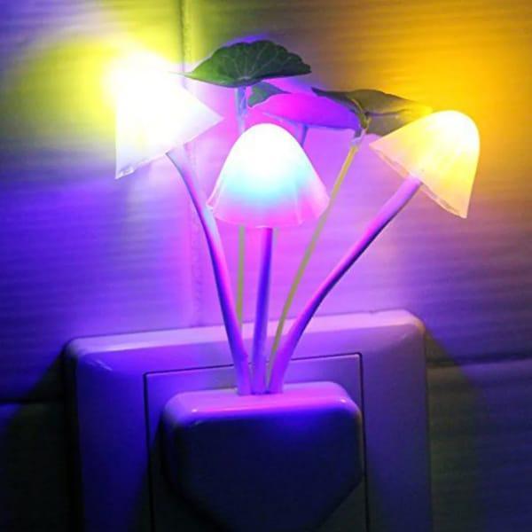 LED Mushroom Night Light with Light Sensor & Color Changing Warm White Lamp Vael Decor