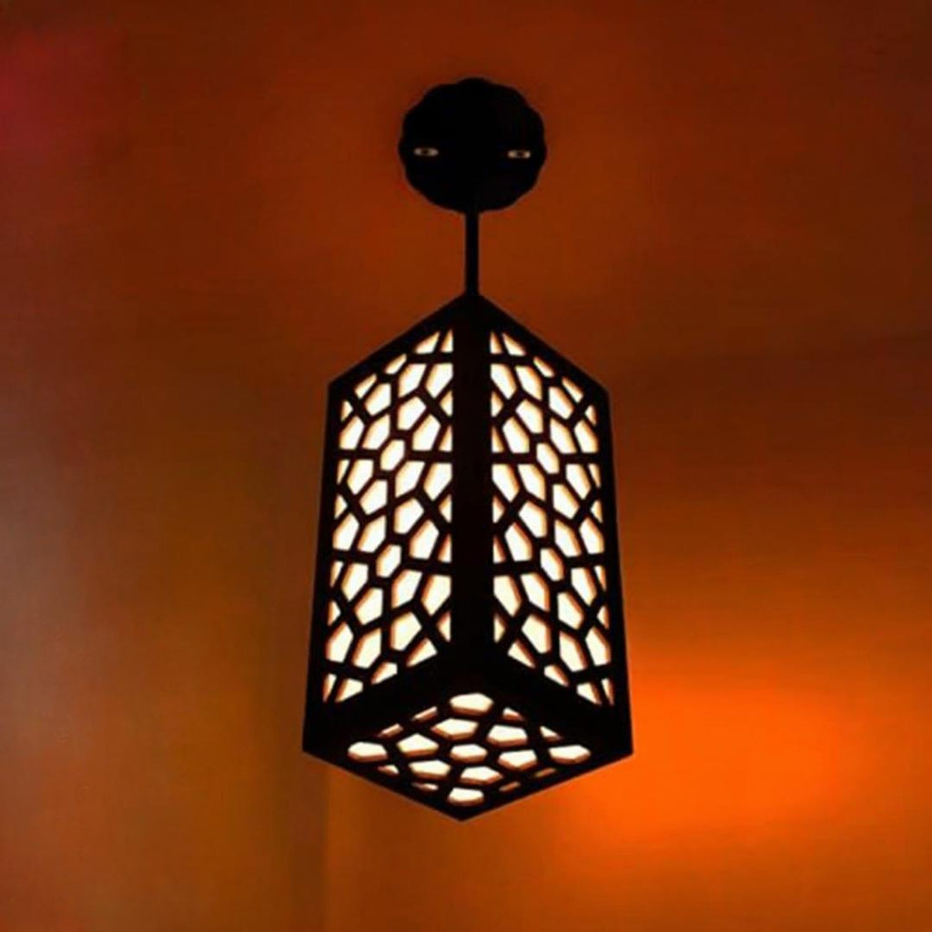 Modern Wooden Ceiling Pendant Lamp with Warm Golden Light | MDF Hanging Light Vael Decor