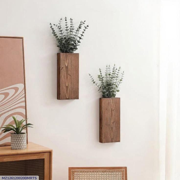 Set of 2 Wooden Wall Planters | MDF Floating Plant Holders for Home Decor Vael Decor