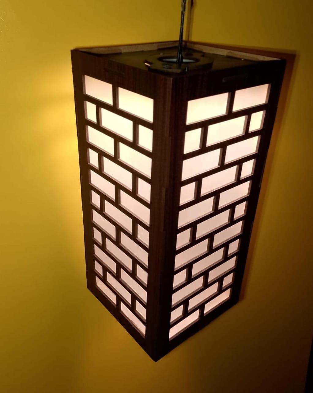 Modern Wooden Ceiling Pendant Lamp with Warm Golden Light | MDF Hanging Light Vael Decor