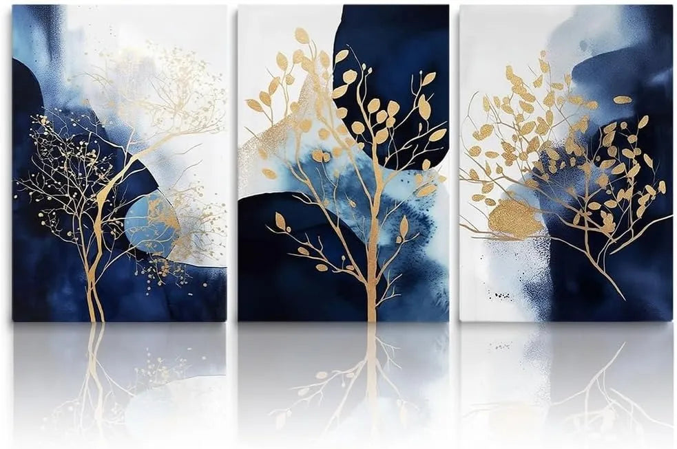 Set of 3 Sticky Canvas Photo Tiles | Modern Wooden Wall Frames for Home Décor Vael Decor