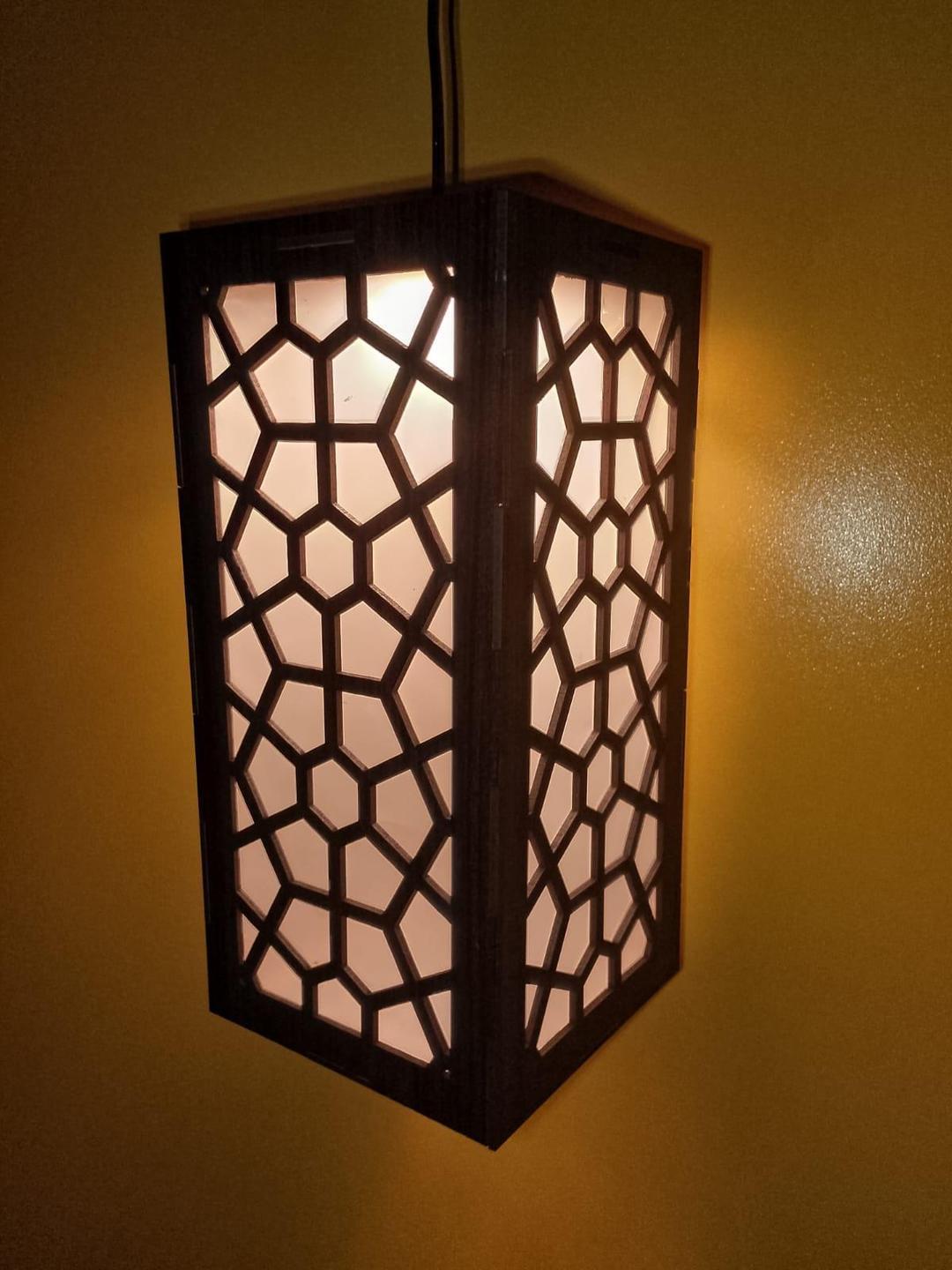 Modern Wooden Ceiling Pendant Lamp with Warm Golden Light | MDF Hanging Light Vael Decor