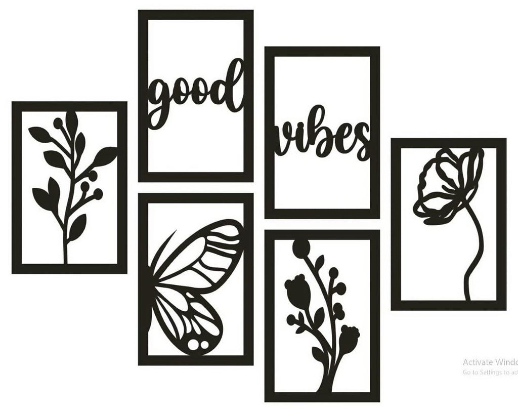 Modern Vibes MDF Wall Art Set of 6 | Abstract Wooden Wall Decor (26 × 20 Inches) Vael Decor