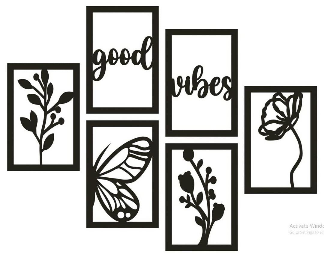 Modern Vibes MDF Wall Art Set of 6 | Abstract Wooden Wall Decor (26 × 20 Inches) Vael Decor
