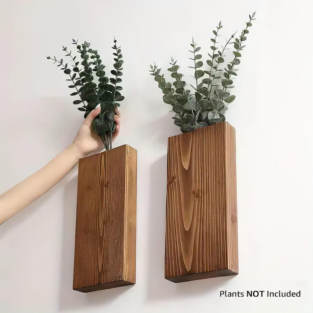 Set of 2 Wooden Wall Planters | MDF Floating Plant Holders for Home Decor Vael Decor