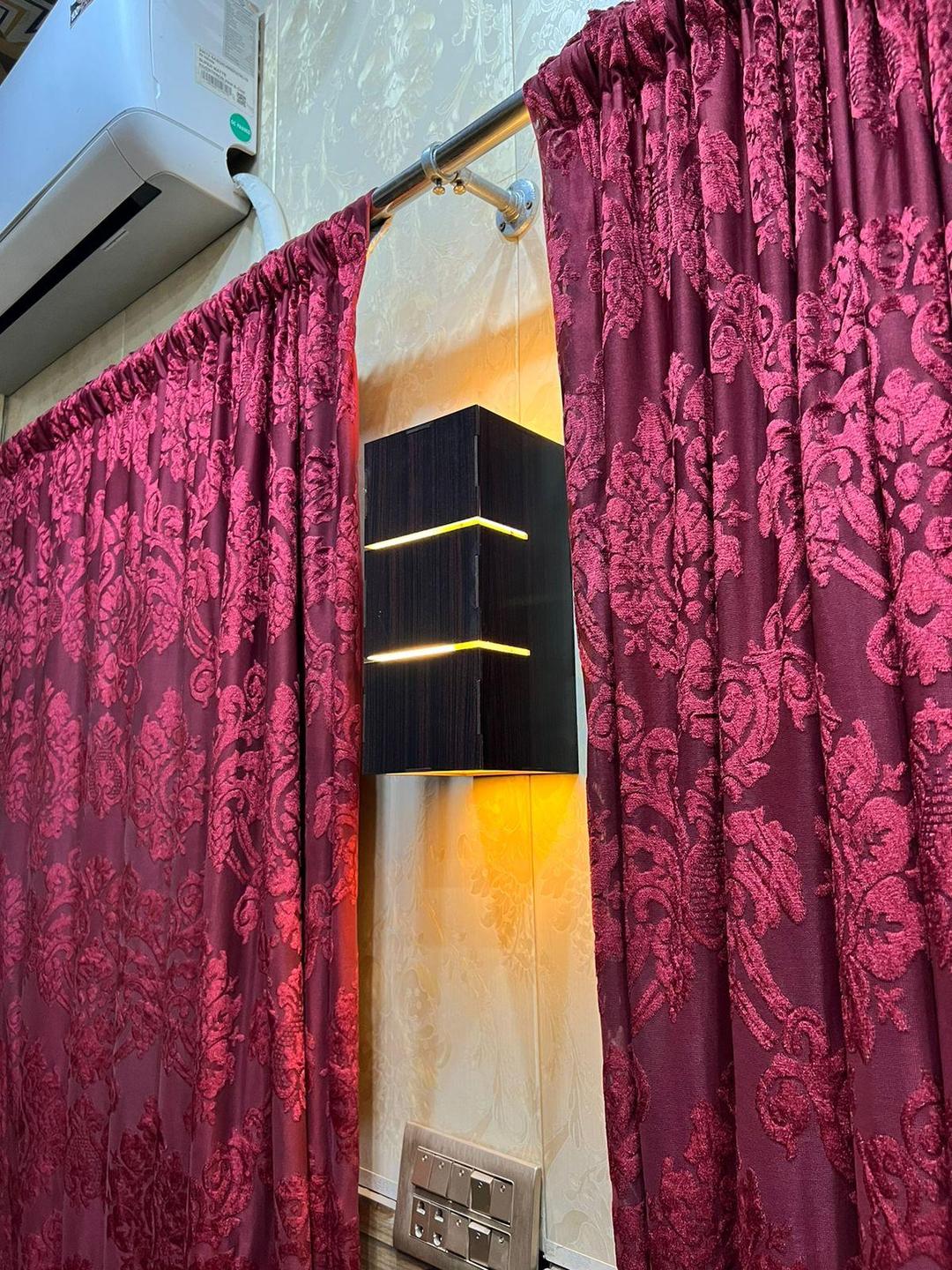 Modern MDF Wooden Table Lamp with Warm Golden LED Light Vael Decor