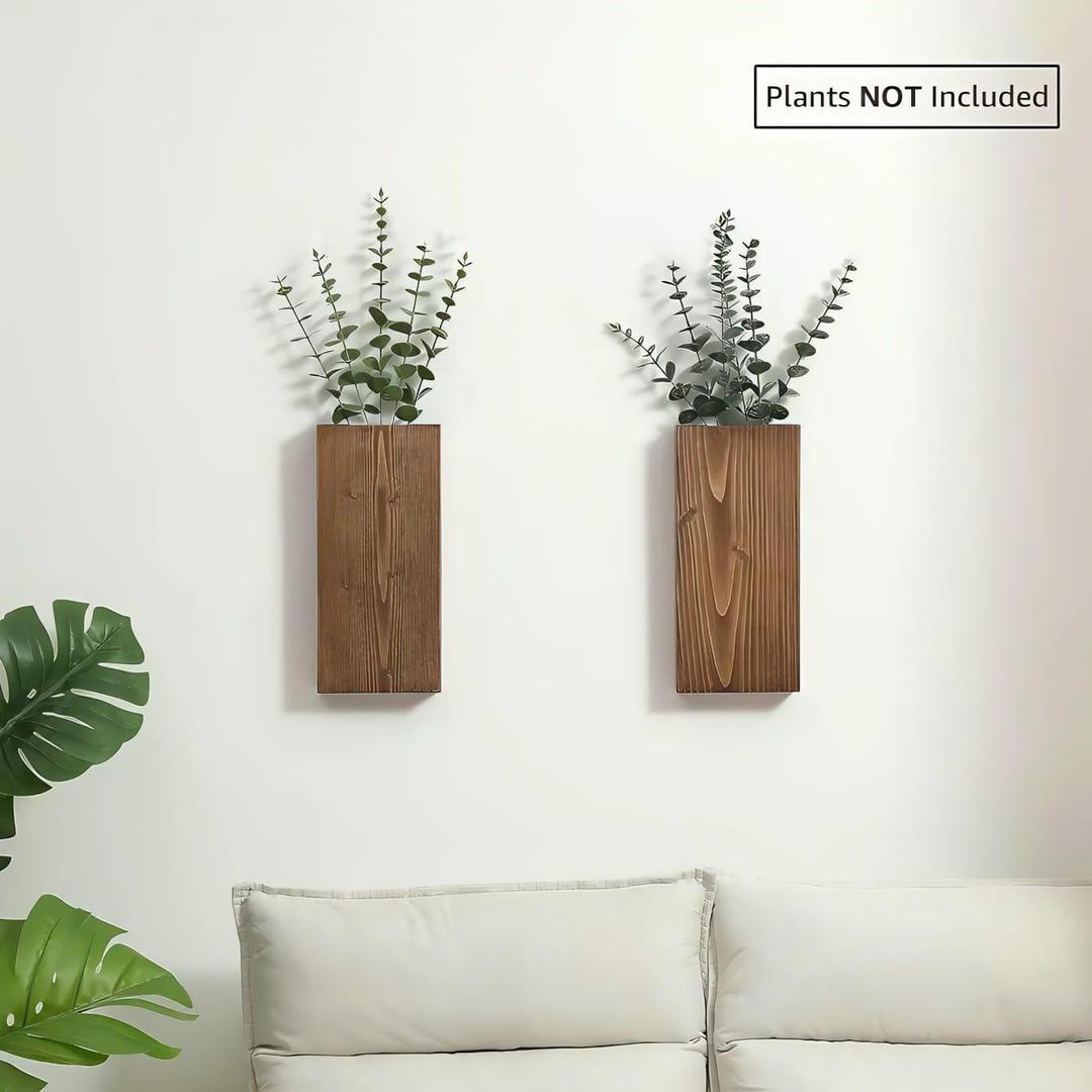 Set of 2 Wooden Wall Planters | MDF Floating Plant Holders for Home Decor Vael Decor