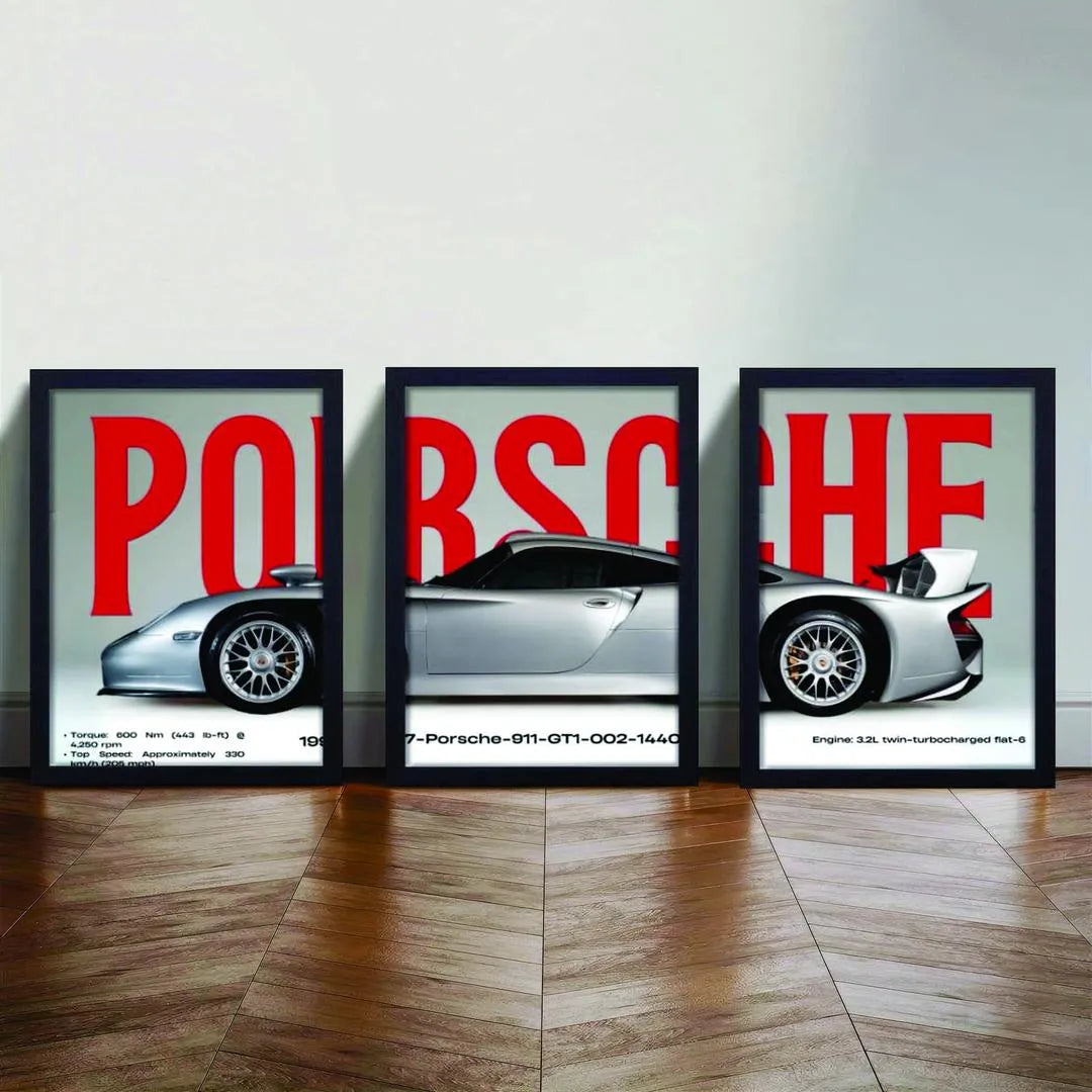 Modern Cars Wall Art Set of 3 | Premium MDF Wooden Wall Frames for Car Enthusiasts Vael Decor
