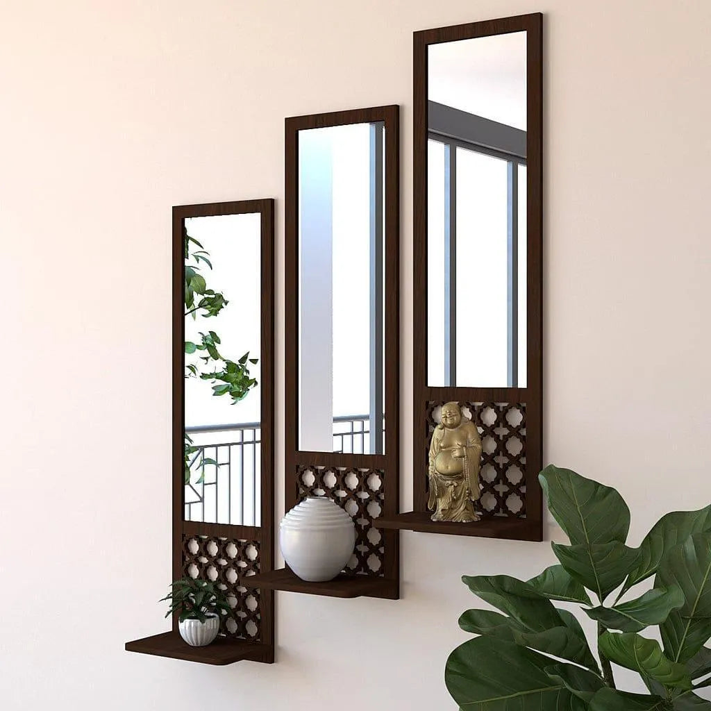 Modern MDF Floating Wall Shelves Set of 3 | Abstract Decorative Wall Shelf Vael Decor