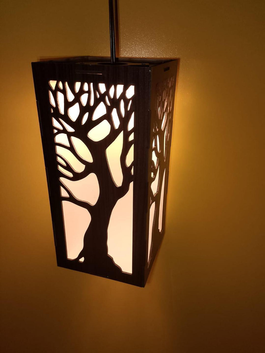 Modern Wooden Ceiling Pendant Lamp with Warm Golden Light | MDF Hanging Light Vael Decor