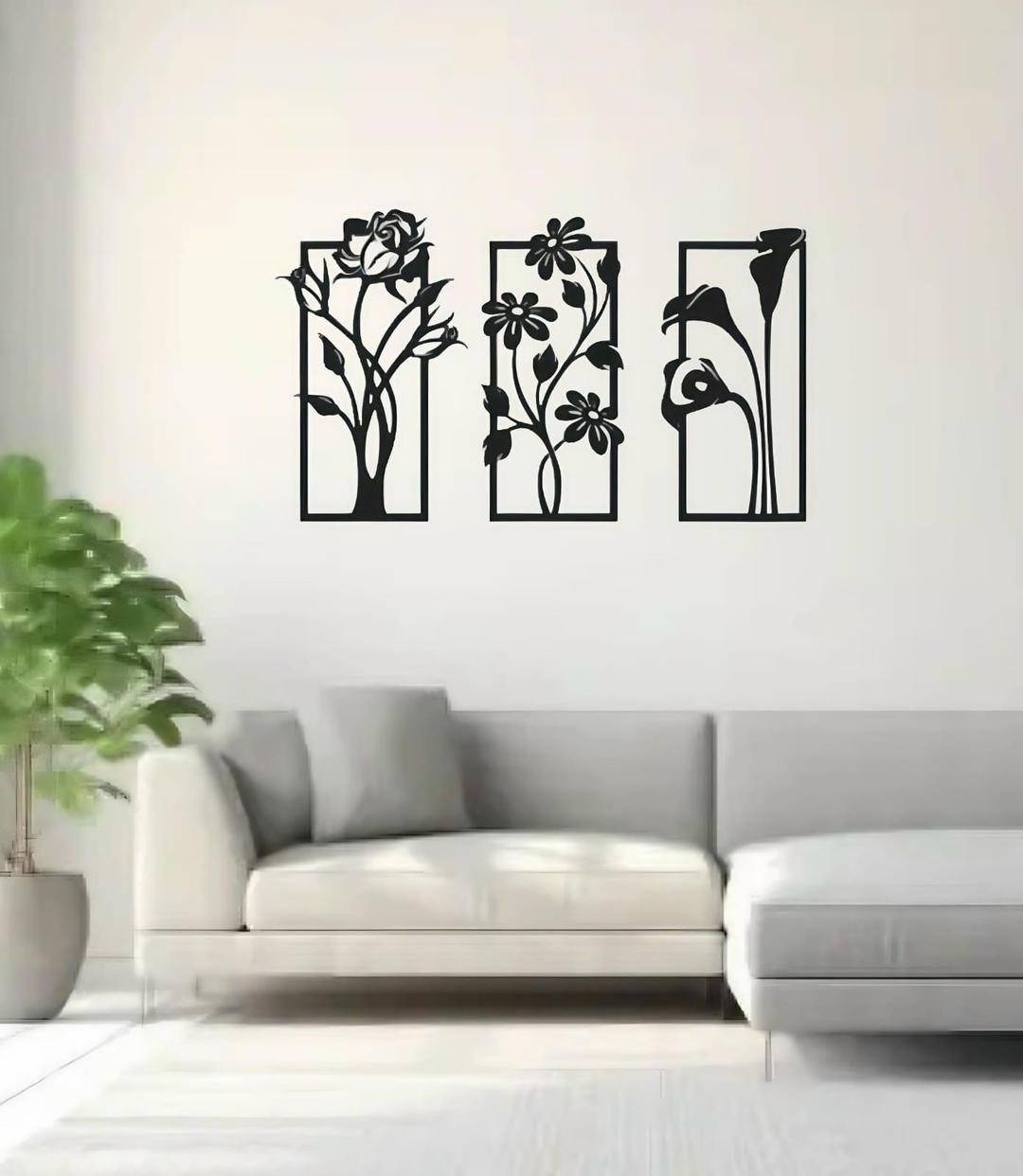 Modern Tree Wall Art Set of 3 | MDF Wooden Nature Wall Decor Vael Decor