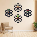 Set of 4 MDF flower Wall Art Panels | Modern 7-Inch Wall Hanging Decor Vael Decor