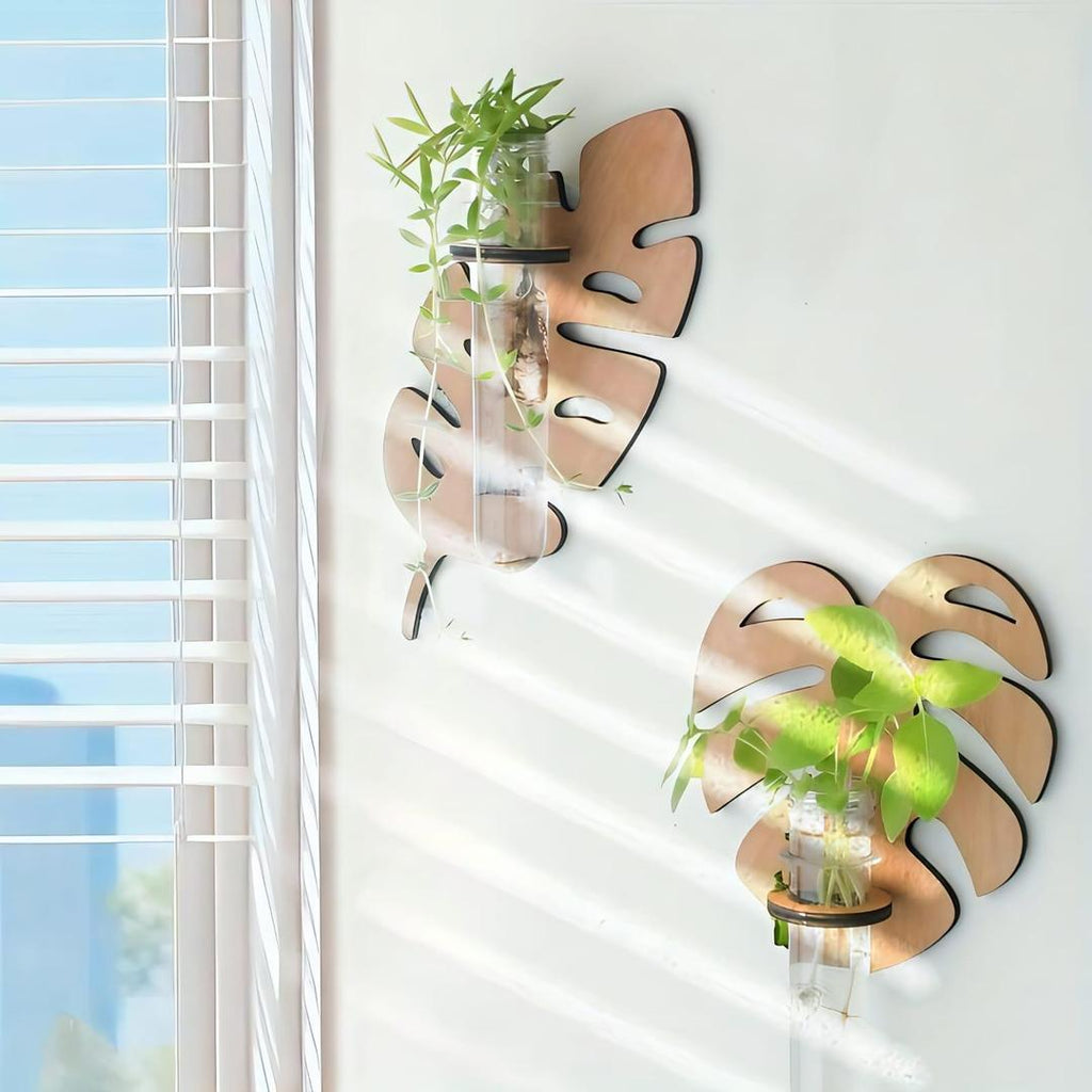 Set of 2 Wooden Wall Planters | MDF Floating Plant Holders for Home Decor Vael Decor