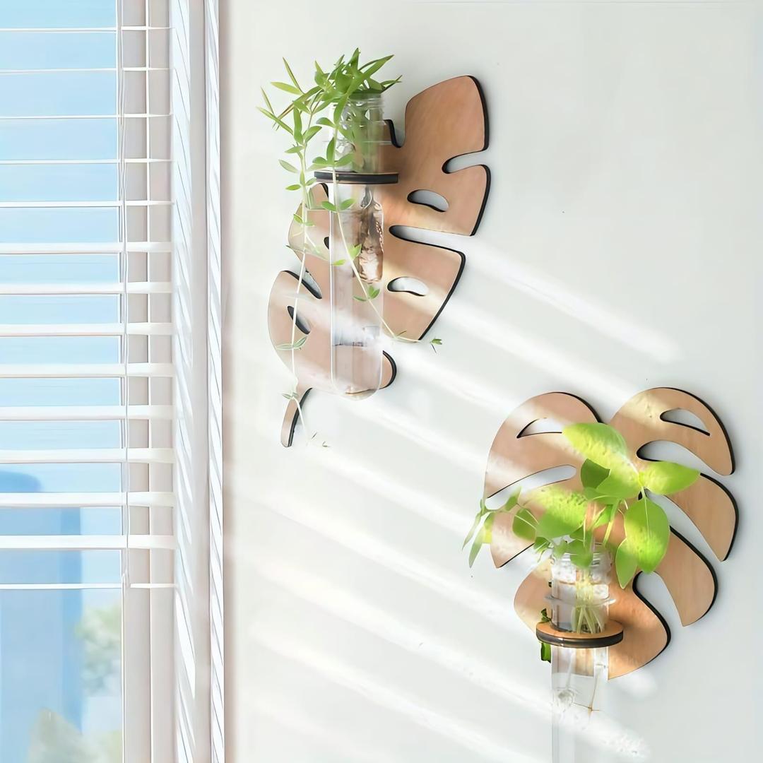 Set of 2 Wooden Wall Planters | MDF Floating Plant Holders for Home Decor Vael Decor