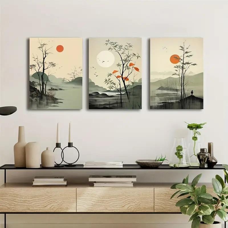 Modern MDF Wall Art Set of 3 | Large Wooden Wall Decor Vael Decor